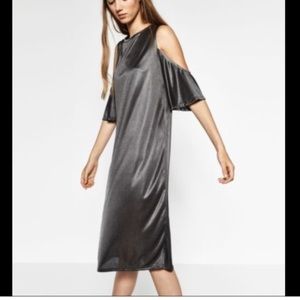 Sliver grey cold shoulder Zara dress